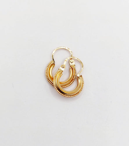 Boucles d'oreilles Mini créoles style Art Déco or rose finement travaillées 58 Facettes A06269