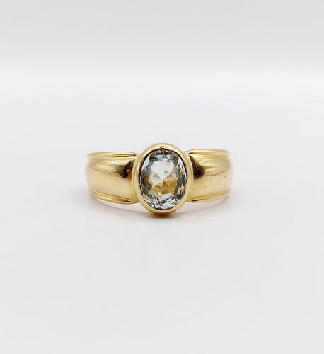 Bague 49 Bague jonc vintage or jaune 18k aigue marine de 0,70 carats 58 Facettes A06182