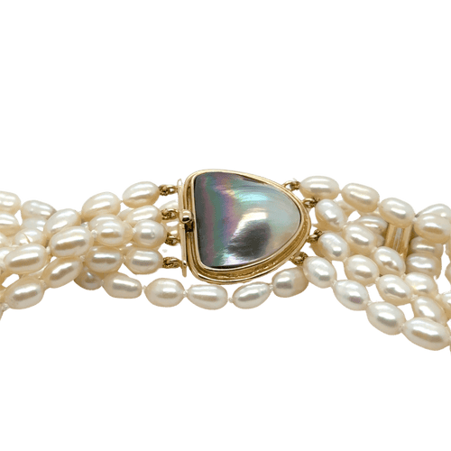 Collier Collier ras de cou or jaune et blanc - Perles de culture baroque 58 Facettes 1.0000711/2