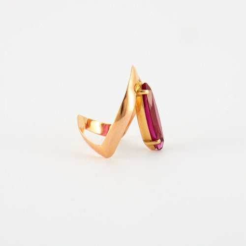 Bague 47.5 Bague Or Jaune & Pierre Rouge 58 Facettes