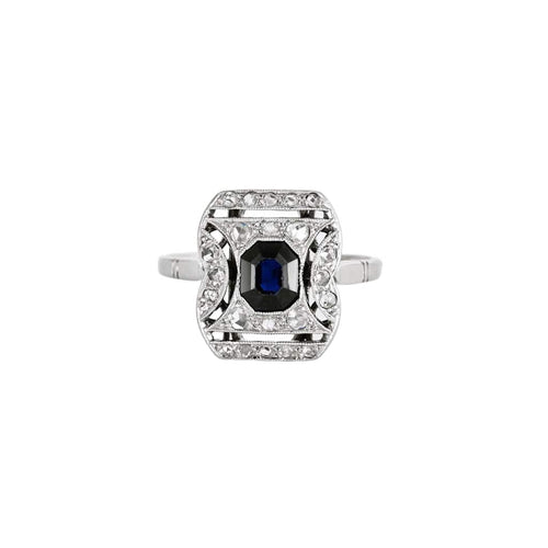 Bague 52 Bague Art Déco saphir diamants 58 Facettes