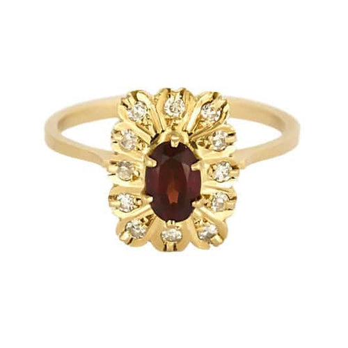 Bague 54 Bague marguerite en or jaune 18K grenat 58 Facettes PAL32243