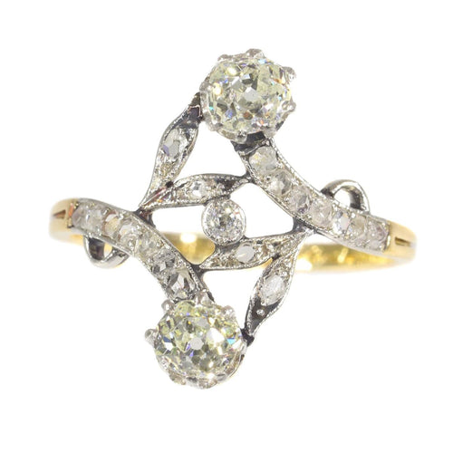 Vintage Belle Epoque diamond toi et moi engagement ring