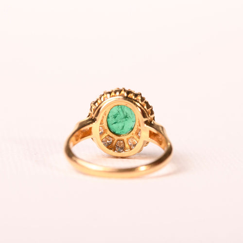 Bague 52 Bague marguerite émeraude diamants en or jaune 58 Facettes