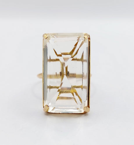 Bague 62.5 Bague cocktail vintage en or 18k et pierre jaune 58 Facettes A06670