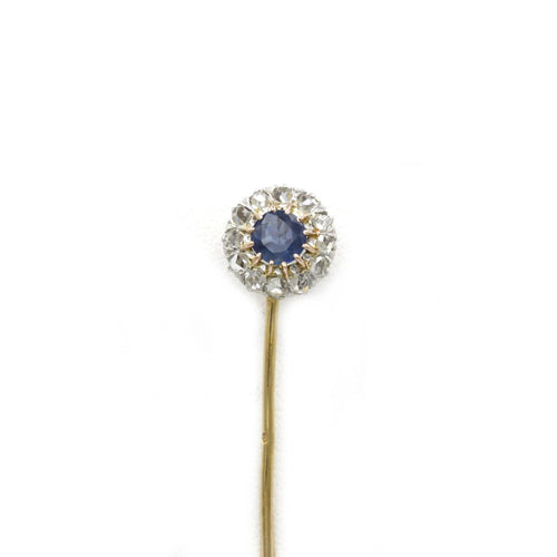 Broche Epingle à Cravate or jaune et blanc diamants saphir 58 Facettes 240132R