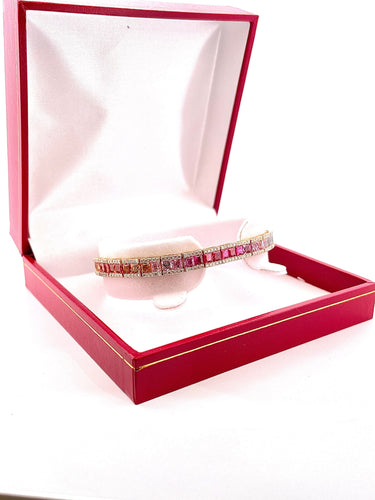 Bracelet Bracelet raimbow or 18 carats multi-saphirs et diamants 58 Facettes