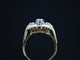 Bague Bague de style Art Déco en Or Jaune 18 Carats avec Trois Diamants de 0,7 Carat 58 Facettes