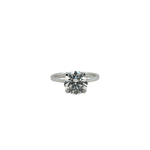 Solitaire Or blanc - Diamant 3,03 carats - Couleur D-SI2 - CERTIFIÉ HRD