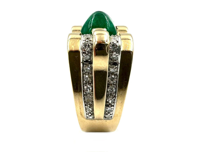 Bague 52 Bague vintage vers 1950 or jaune, émeraude et diamants 58 Facettes