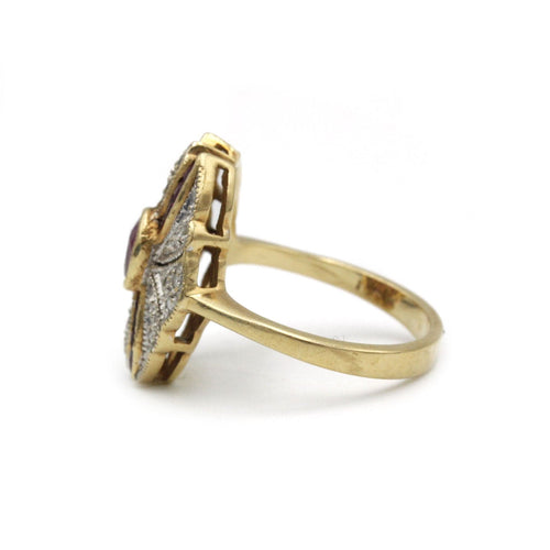 Bague 47 Bague - Or jaune, rubis et diamants 58 Facettes 1074