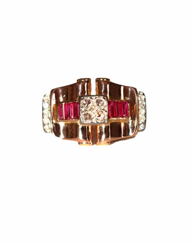 Bague 57 Bague Rétro Rubis Diamants 58 Facettes 543