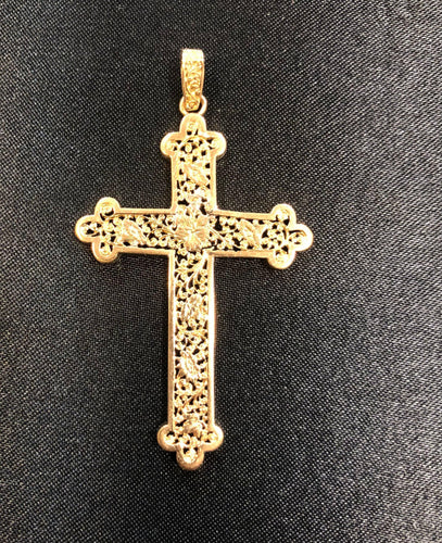 Croix ancienne filigrane or jaune 58 Facettes