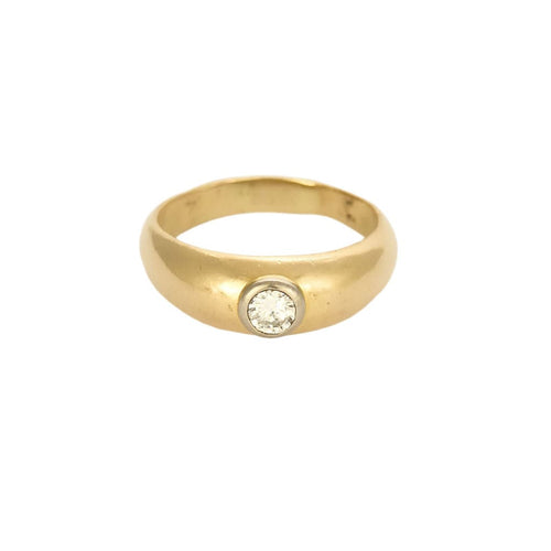 Bague jonc en or jaune, or blanc et diamant