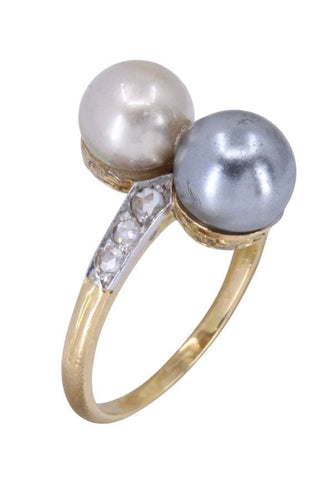 Bague BAGUE PERLES ET DIAMANTS ART-NOUVEAU 58 Facettes 094681
