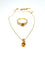 Pendentif Parure 2 pièces en or jaune 18 carats, diamants et citrines 58 Facettes