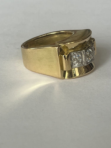Bague 58 Bague Tank Or Jaune Diamants 58 Facettes LOT 6116