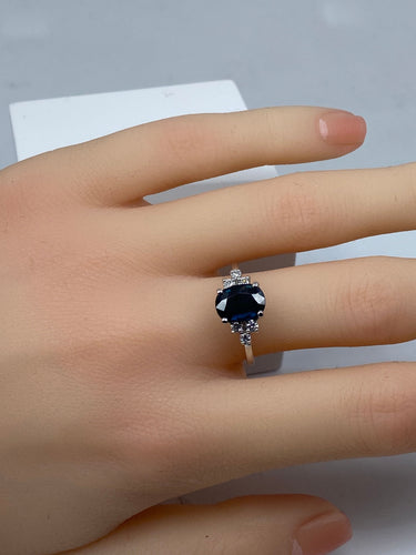 Bague 54 Bague en or blanc saphir et diamants 58 Facettes AB328