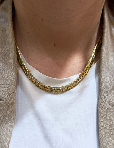 Collier Parure 2 pièces maille anglaise en or jaune 58 Facettes
