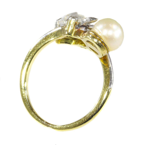 Bague 49 Bague vintage Belle Époque en diamant et perle 58 Facettes 21208-0556