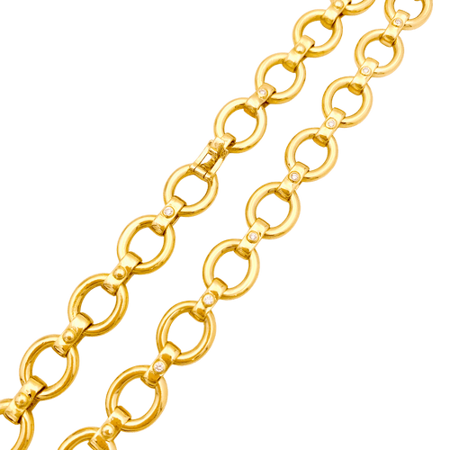 Collier Collier en or jaune, maillons ovales et diamants. 58 Facettes 34706