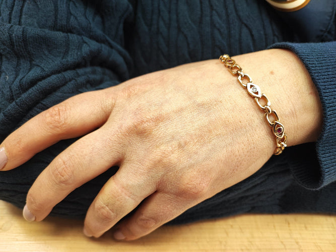 Bracelet Bracelet or rose diamants et rubis 58 Facettes Brac.rub.dt-1480