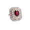 Bague 54.5 Bague en platine de style Art Déco avec diamants et grenat 58 Facettes Q35B