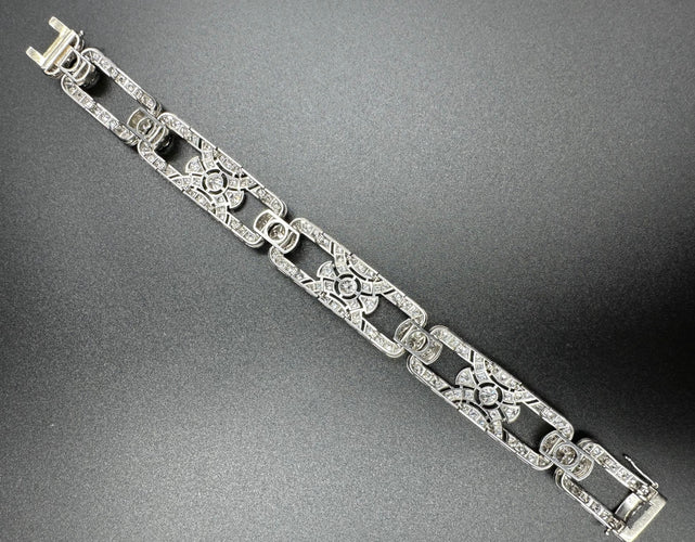 Bracelet Bracelet Art-Déco platine et diamants (9.4ct) 58 Facettes