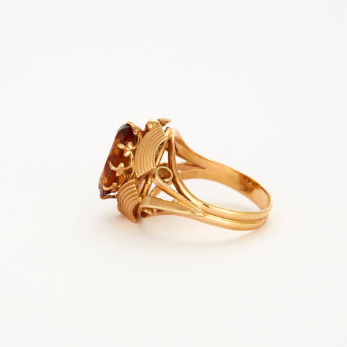 Bague Bague or jaune citrine mandarine de 5,2 carat 58 Facettes LP740
