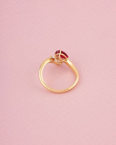 Bague 57 Bague Toi & Moi en or jaune 18k rubis et diamant 58 Facettes