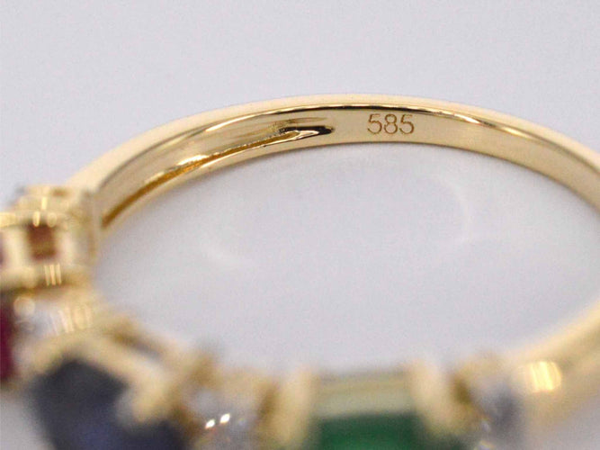 Bague Bague en or avec diamants et saphir, rubis, émeraude 58 Facettes 2129