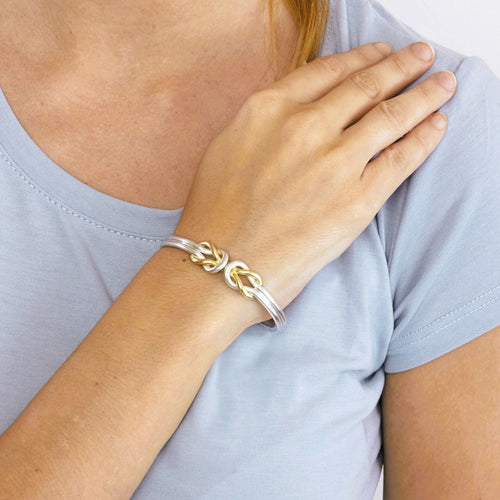 Bracelet ZOLOTAS-Bracelet jonc ouvert vintage argent et or 58 Facettes