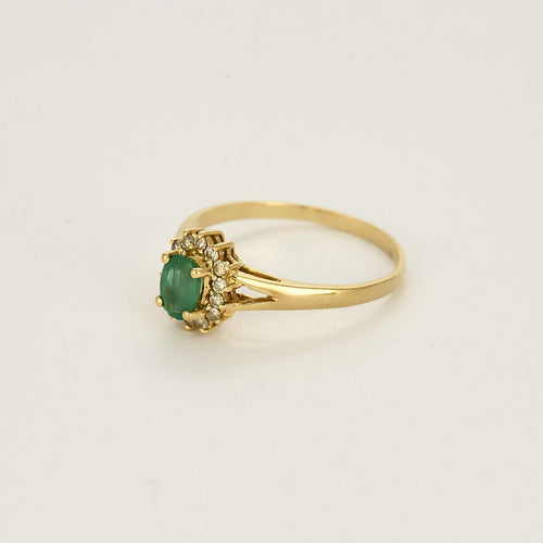 Bague 64 Bague marguerite en or jaune, émeraude et diamants 58 Facettes AUX1288X2