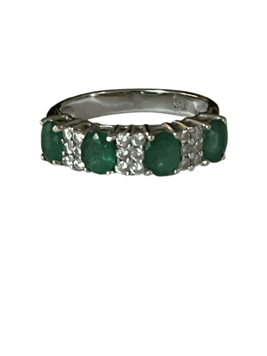 Bague 54 Bague Jonc Or Gris Emeraudes Diamants 58 Facettes LOT 6113