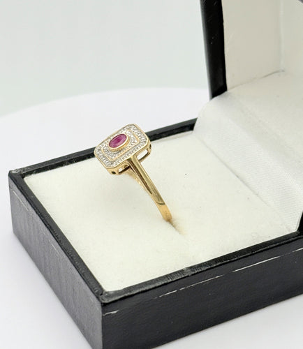 Bague 55 Bague style Art Déco or, rubis, diamants taille rose 58 Facettes