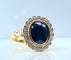 Bague 53 Bague marguerite en or jaune 18 carats, saphir et diamants 58 Facettes AB530