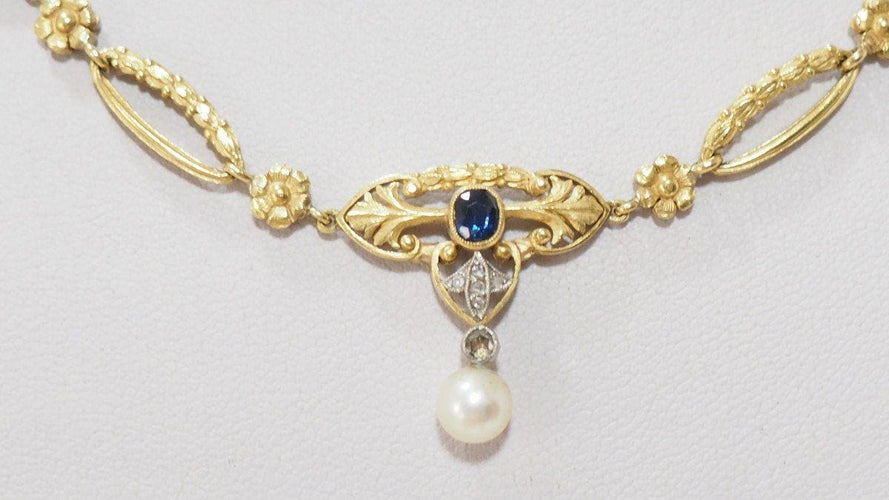 Collier Collier Saphirs, Perles & Diamants 58 Facettes 31520
