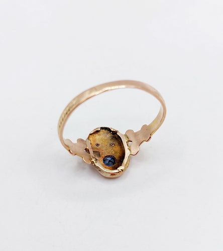 Bague 52.5 Bague art nouveau or rose fleur, saphir et diamants 58 Facettes A05529