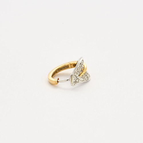 Boucles d'oreilles Demi parure, or jaune et or gris, et diamants 58 Facettes 440/1