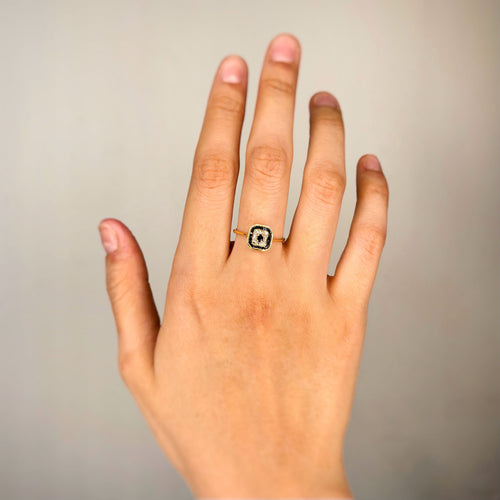 Bague 56 Bague style Art Déco - Or & Saphirs 58 Facettes 250383R