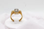 Bague Bague rectangulaire pavée de 11 diamants en or jaune et or blanc 58 Facettes 240043