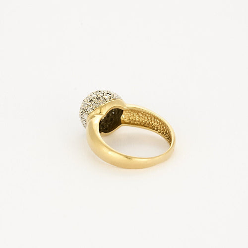 Bague 52.5 Bague dôme en or jaune et or blanc 18K 58 Facettes CAL2280