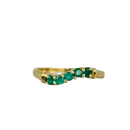Bague Bague vintage en or jaune avec émeraudes 58 Facettes 2505008