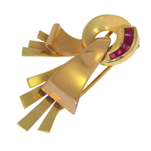 Broche Broche sertie de rubis rétro fabriquée en France 58 Facettes 12005-0030