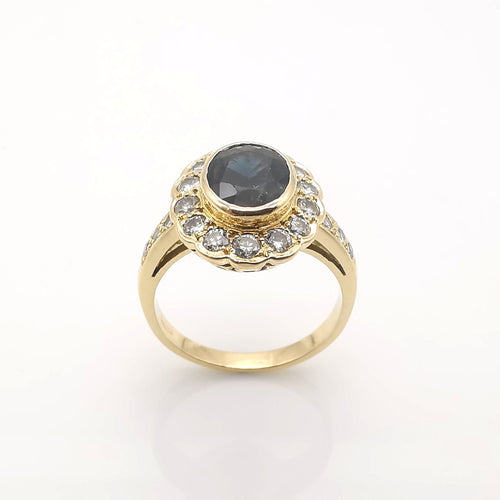 Bague 56 Bague pompadour saphir et diamants 58 Facettes