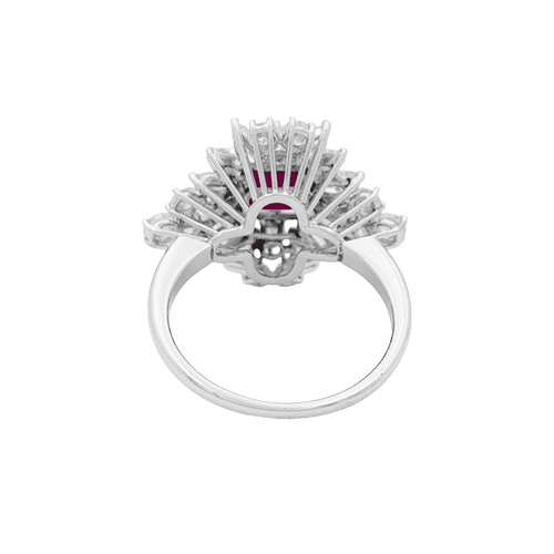 Bague 56 Bague jupe or blanc rubis 1,57 cts et diamants. 58 Facettes 34789