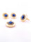 Boucles d'oreilles parure 4 pièces en or jaune 18 carats , saphirs et chrysobéryls bleus oeil de chat 58 Facettes