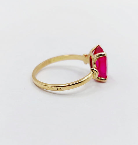 Bague 54.5 Bague cocktail Art Déco or jaune, rubis synthétique 58 Facettes A06308