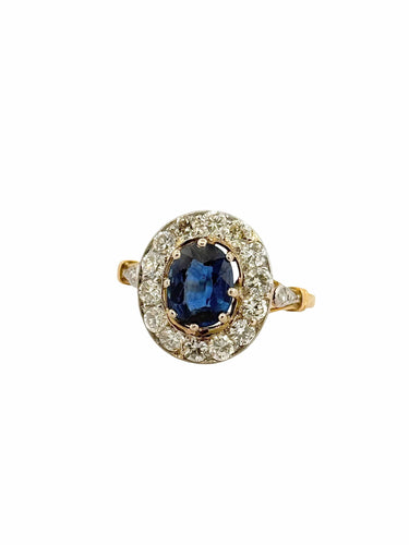 Bague 54 Bague ancienne en or 18 carats saphir et diamants 58 Facettes