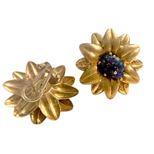 Boucles d'oreilles PENDIENTES DISEÑO CONTEMPORÁNEO SIGLO XX de ORO 18 kts con ZAFIROS 58 Facettes Q135B (950)